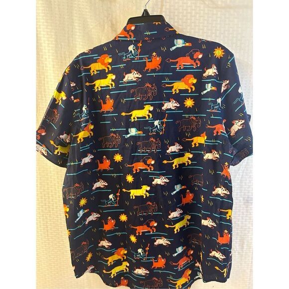 Disney Lion king Hawaiian button down short men’s xl Navy Yellow rn#111647 100 c - Picture 3 of 7